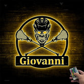 Custom Lacrosse Metal Sign Led Lights, Lacrosse Sticks Helmet Metal Wall Art, Personalized Lacrosse Player Metal Name Sign, Lacrosse Sport Metal Art